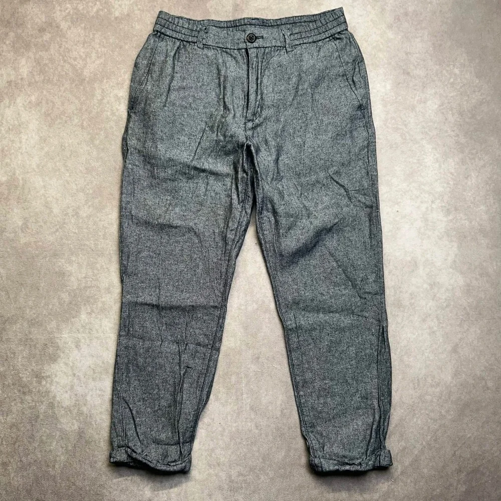 Banana Republic Athletic Fit Gray Linen Cotton Blend Pants Mens 30x30 Tapered